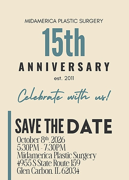 15th anniversary celebration invitation for Midamerica Plastic Surgery