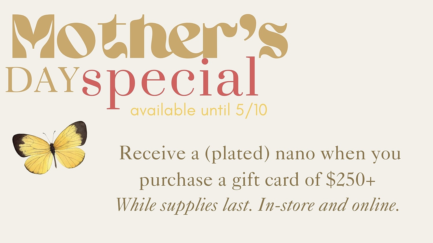 Mother's Day gift card promotion details.