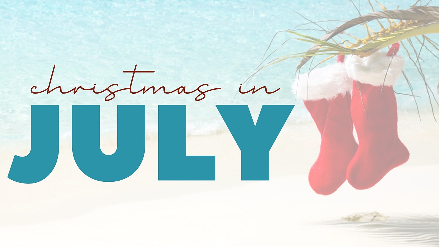 Christmas celebration theme in July by the beach.