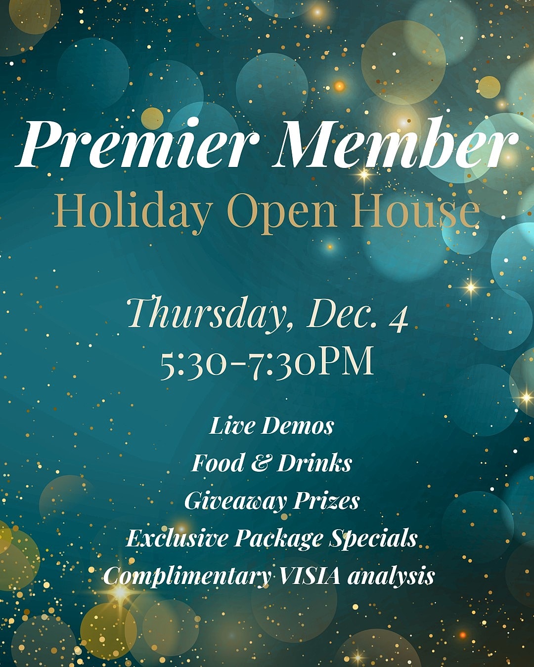 Premier Member Holiday Open House event announcement