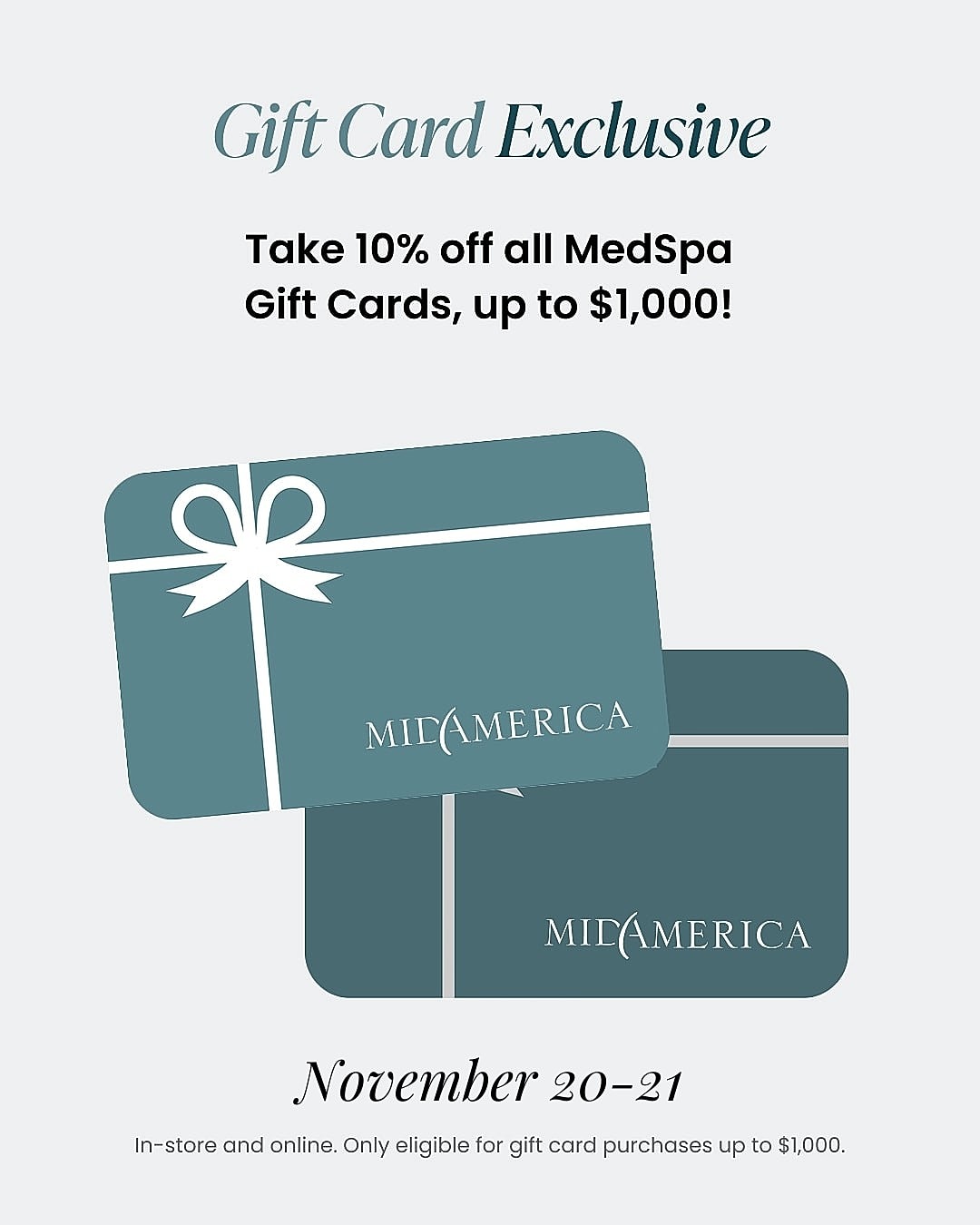 MedSpa gift card promotion with 10% discount