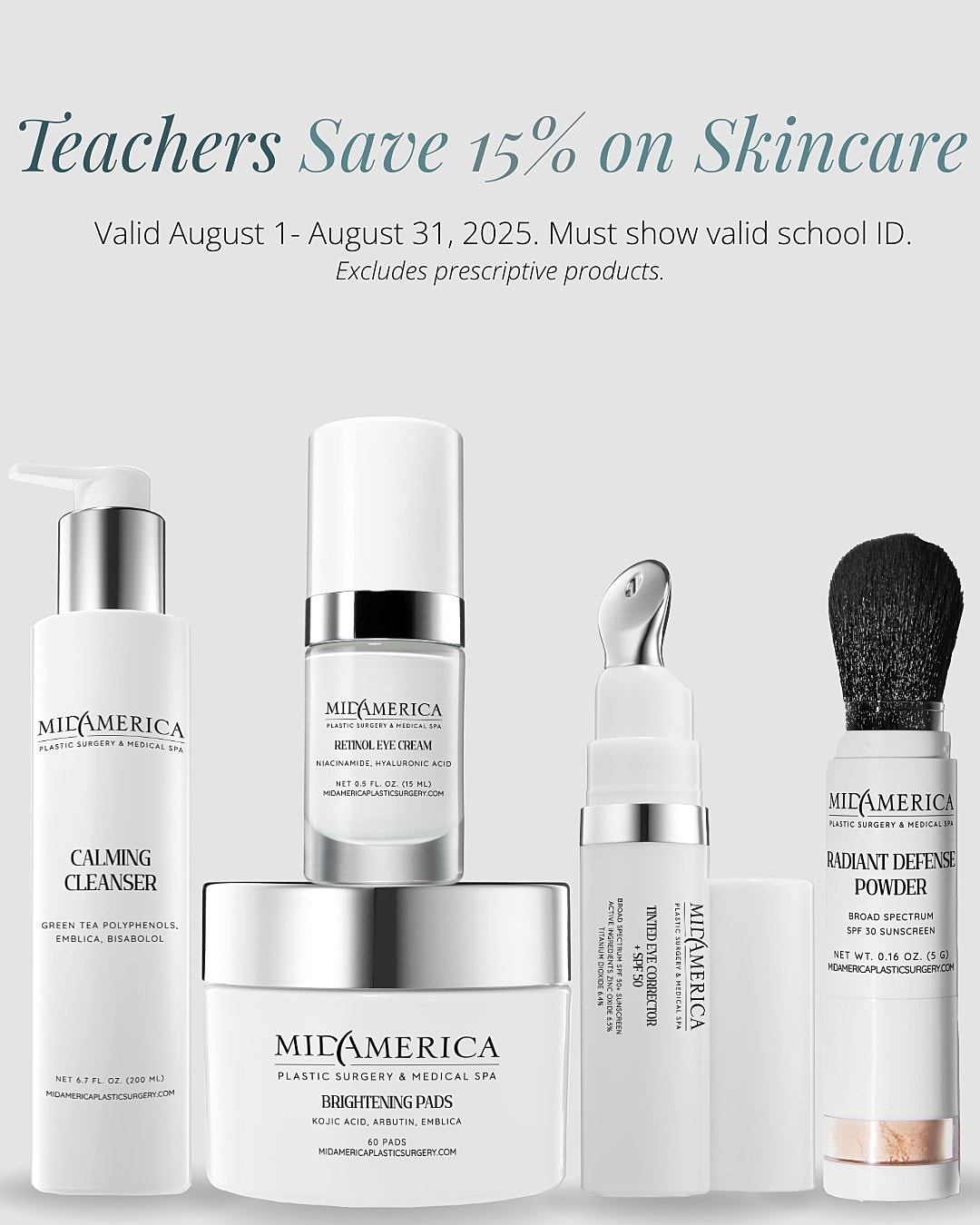 Teachers 15% off skincare sale